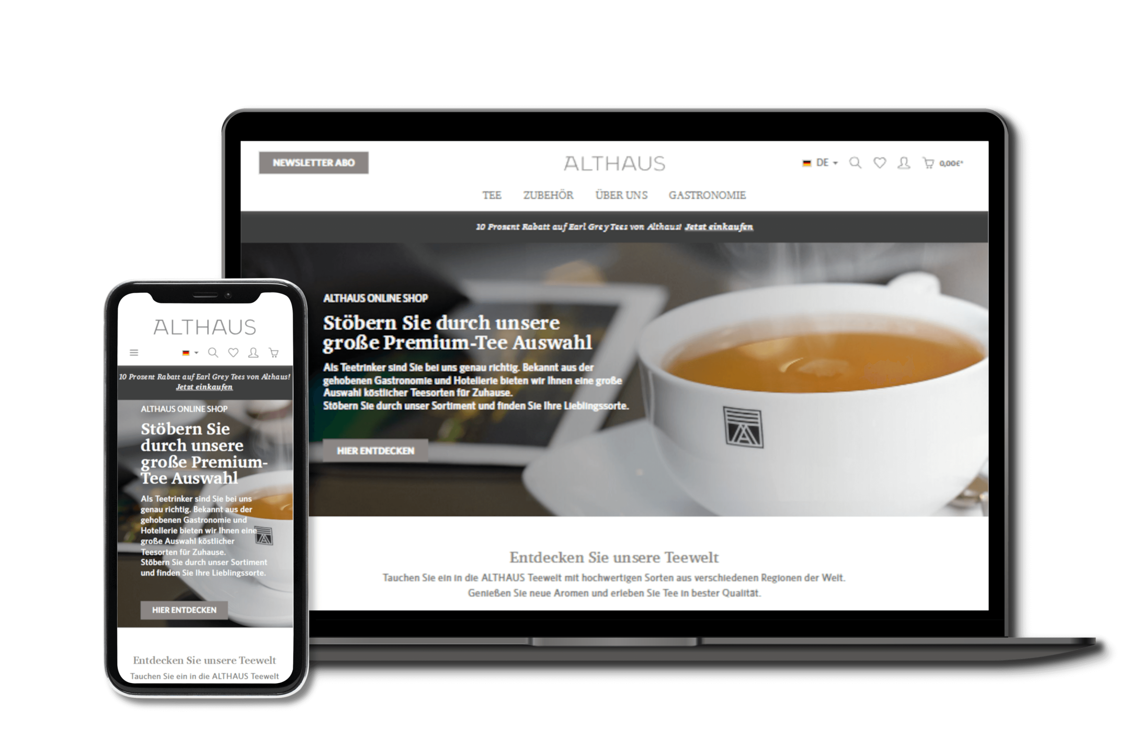 Beispielprojekt Shopware Update 5 auf 6 by iMi digital - Althaus Tea