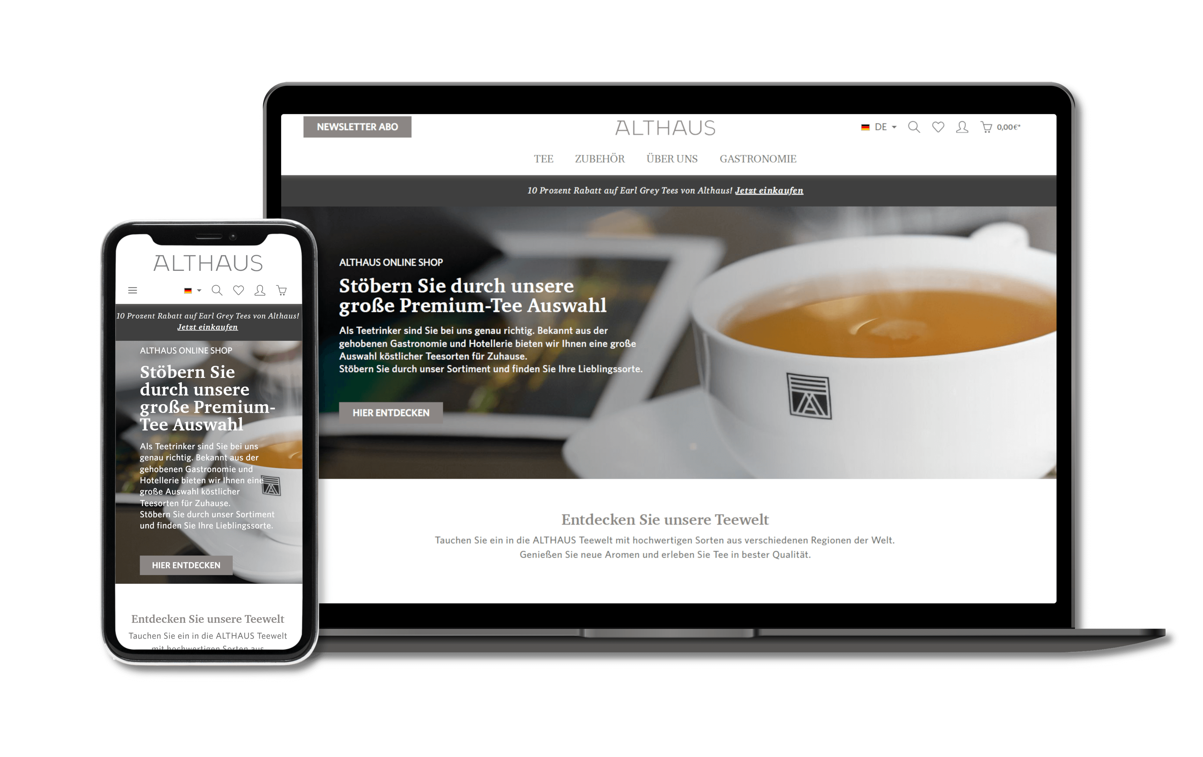 Kundenbeispiel in Shopware 6 by iMi digital - Althaus Tea