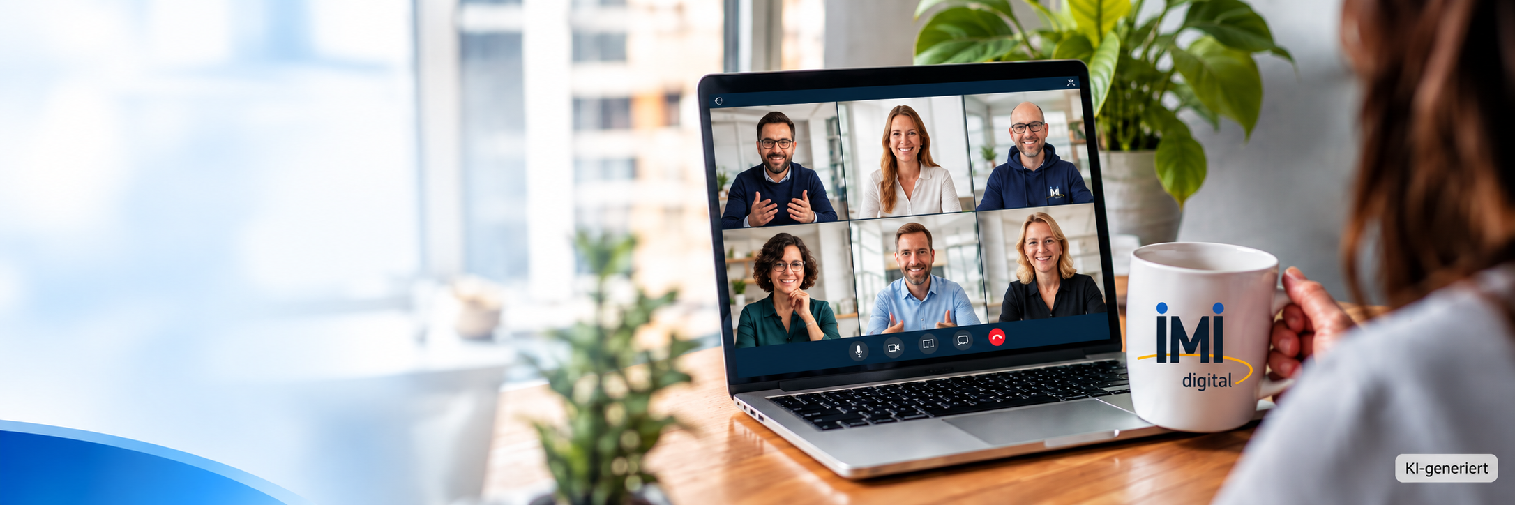 Headerbild: Person vor Laptop in Online-Meeting